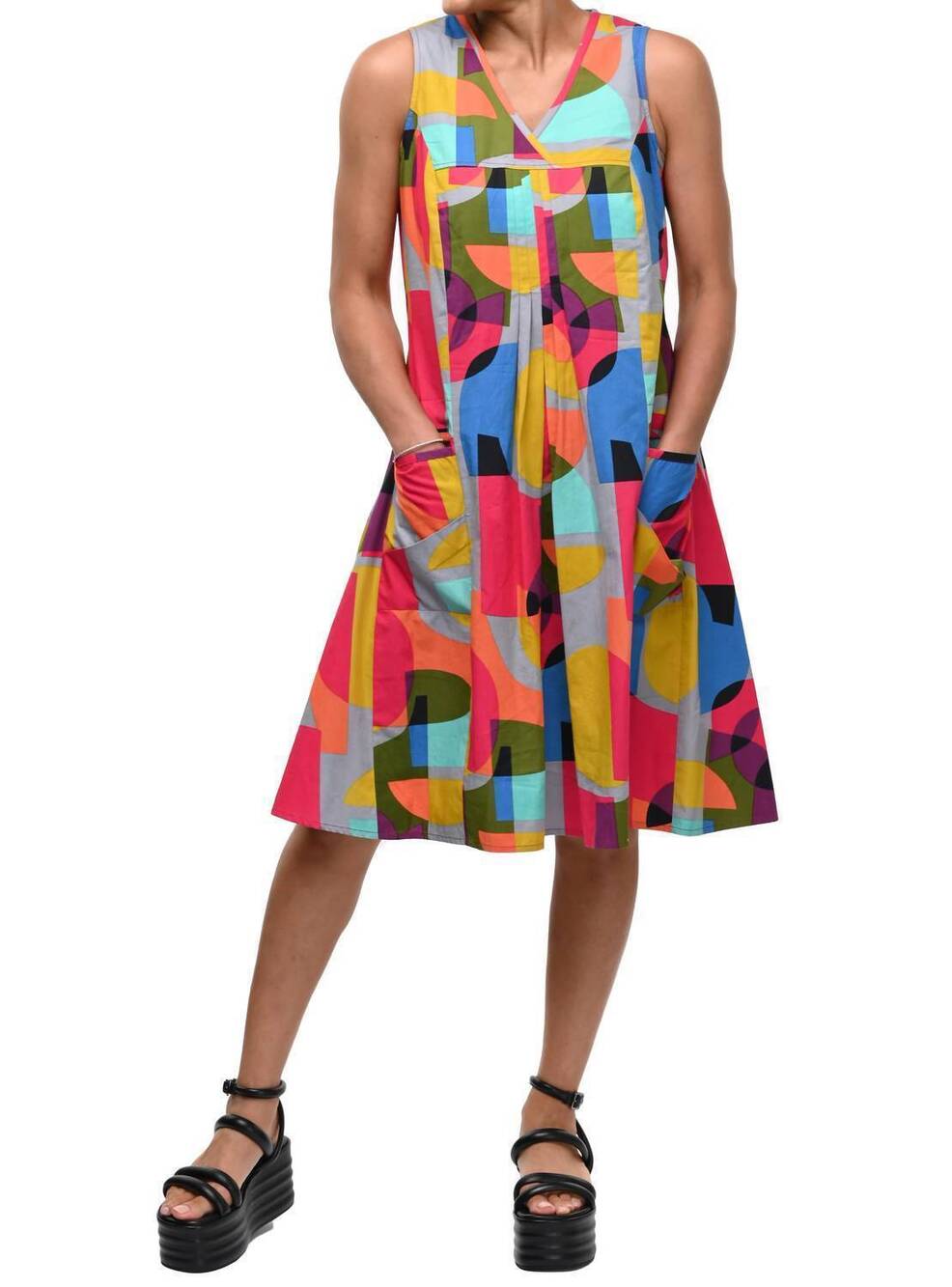 NEW TULIP CLOTHING poppie sleeveless dress in kaleidoscope